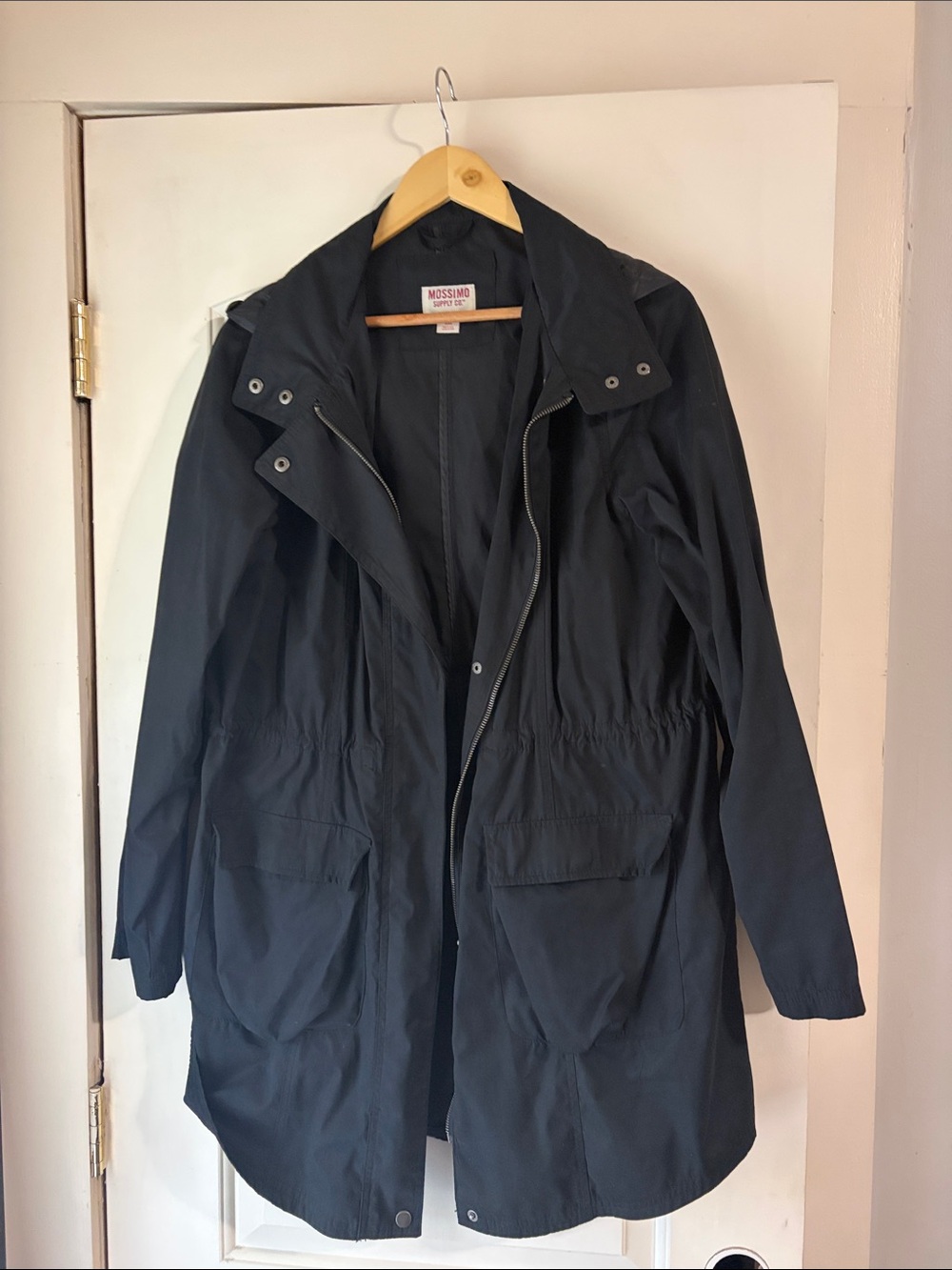 Mossimo Supply Co. Black Women's Lightweight Hooded Trench Coat